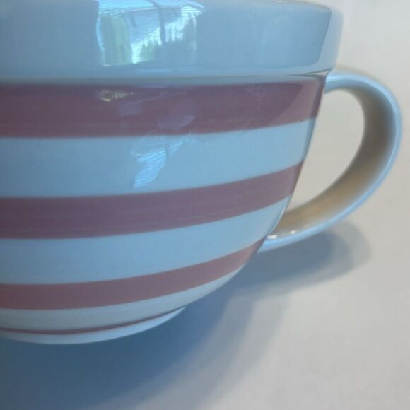 Threshold Target Striped Mixing Bowl W/Handle Pink and White Ceramic - Picture 9 of 9